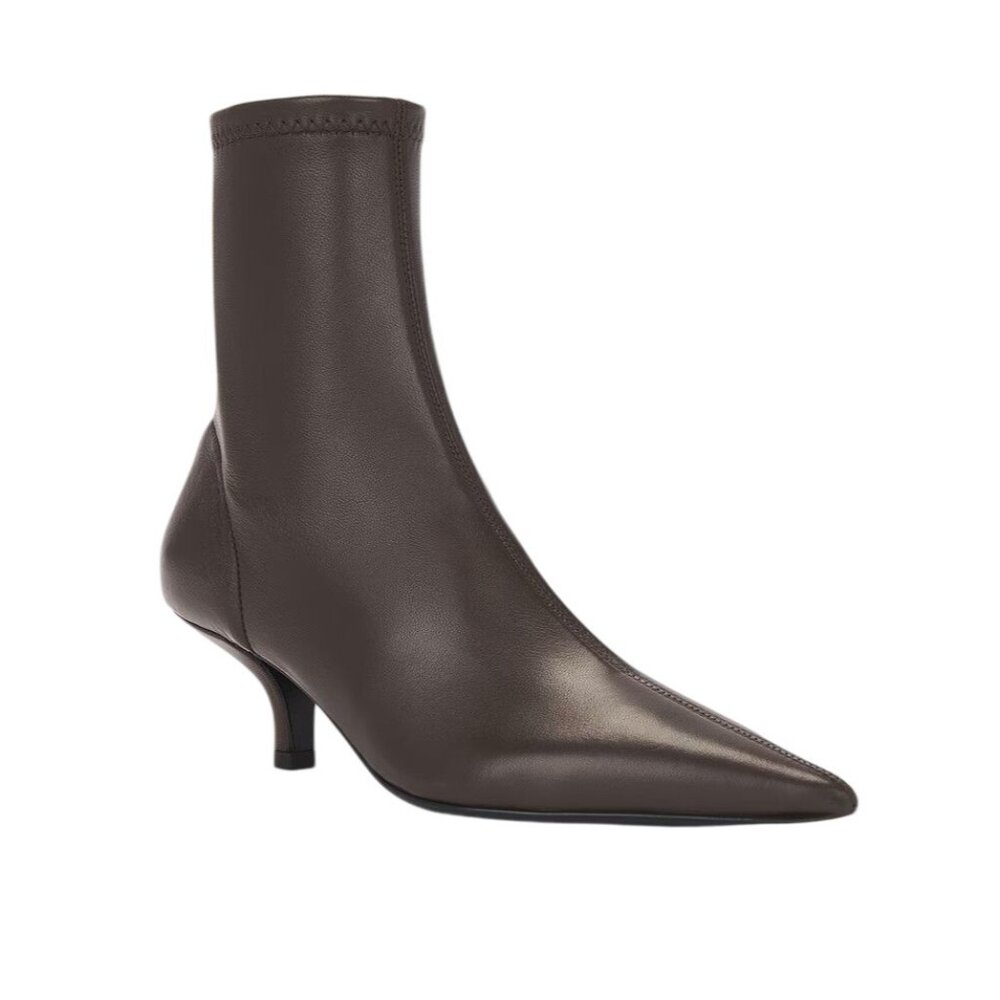 Toteme Heeled Sock Boots in Bark 40 With Box Womens Brown Leather